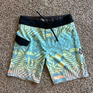 Volcom Boys Multicolor Geometric Print Swim Trunks